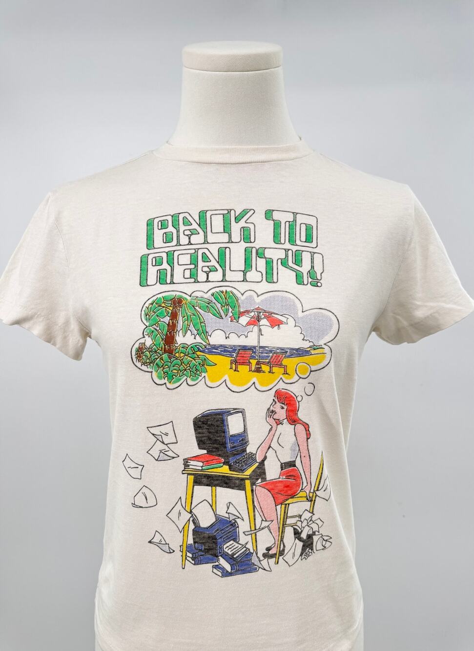 RE/DONE Vintage Graphic Tee Ivory Back to Reality T-shirt Hanes White Top XS NWT